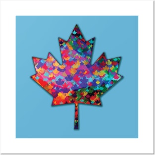 Rainbow Mosaic Canada Maple Leaf Posters and Art